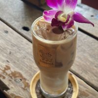 Iced latte with coconut milk  at Madame Musur in Bangkok