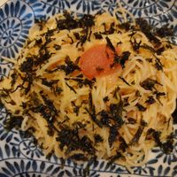 vegan mentaiko pasta
with seaweed at Cafebar Miyami in Tokyo