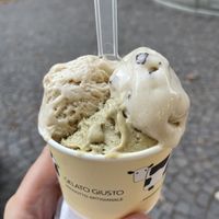 Nocciola, pistacchio, banana chocolate walnut  at Gelato Giusto in Milan