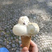 Pistacchio, crema bianca e arachidi cioccolato caramello at Gelato Giusto in Milan