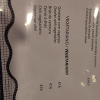 Vegetarian menu at Black Whale in Vila Franca Do Campo