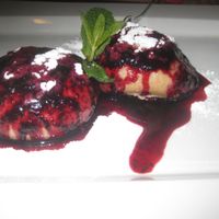 Fruit dumplings at LoVeg in Prague