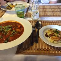 potato goulash and gratin potatoes  at LoVeg in Prague