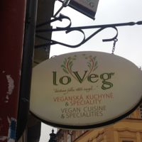 sign outside at LoVeg in Prague