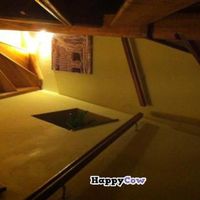 Stairs up to the restaurant at LoVeg in Prague