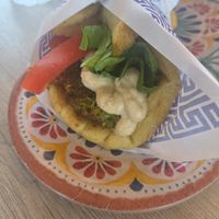 Falafel wrap with hummus at Souvlaki n' Wrap in Oia