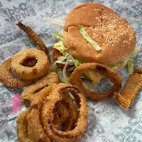 Vopper and onion rings at Odd Burger in Victoria