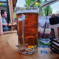 Huge beer Amber Ale at Oscar's Cafe in Springdale