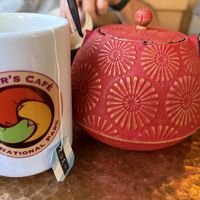Pot of hot tea  at Oscar's Cafe in Springdale