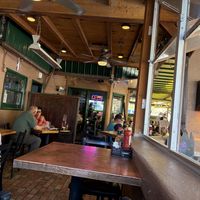 Cute little outdoor area  at Oscar's Cafe in Springdale