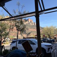 View from the patio dining area  at Oscar's Cafe in Springdale