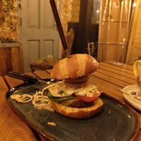 Vegan Burger without chips at The New Crown in Merthyr Tydfil