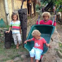 Restaurant owner's kids at Eco Cafe in Nadi
