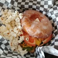 Special donut breakfast sandwich at Through Being Cool Vegan Baking Co. in Toronto