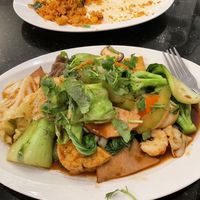 stir fried veg with tofu and fake meatt  at Tang's Asian Vegetarian in San Jose
