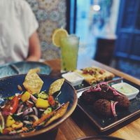 Fattoush, Falafel Taamiya, Feta Sambus  at Umaueyon in Cordoba