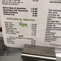 Vegan section on the menu  at Marina Plaza in Amsterdam