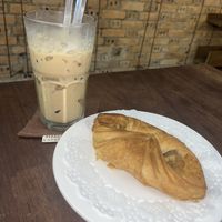 Oat milk coffe and apple Danish  at O Plant-based - Tôn Thất Đạm in Ho Chi Minh City