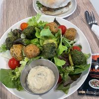 Falafel salad and sandwich  at Big Bang Café in Meyrin