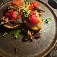 Mushroom bruschetta at Mugi no Oto in Tokyo