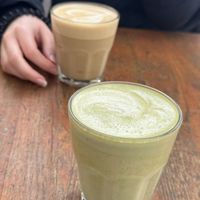 Matcha and coffeee  at Kulea Café in Lisbon