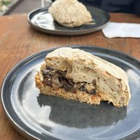 Mushroom focaccia  at Kulea Café in Lisbon