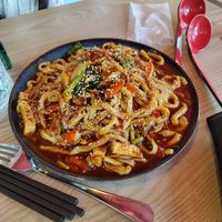 Spicy noodles with tofu at Uyghur Noodle House in Helsinki
