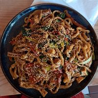 Handmade noodles and tofu at Uyghur Noodle House in Helsinki