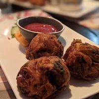Another shot of some great Onion Bhajis (not sure about the ketchup, but still...) at Rishis Indian Aroma in Stirling
