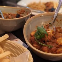 Yes, we like chips with our curry, very self-indulgent. at Rishis Indian Aroma in Stirling