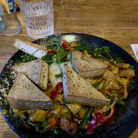 Vegetable curry with tofu, green beans, sweet potato and bell pepper.  at Het Strand in Katwijk Aan Zee