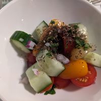 Tomato & Cucumber Salad (vegan without pita) at Grand Hotel in Mackinac Island