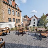 Upstairs area outdoor seating at Hawaiian Poké Bowl - Simon Stevinplein in Bruges