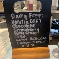 Vegan menu   at Gabrielle's Ice Cream Parlour in Redcar
