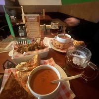 Grilled cheese and tomato soup and curry fries   at Sally O'Brien's Irish Pub in Prague