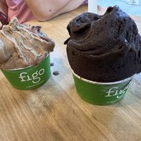 Right one is dark chocolate sorbet - mmmm!  at Figo il Gelato Italiano in New York City