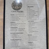 Menu  at Casa Palma Vegan Grill in Los Angeles