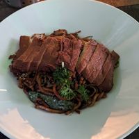 Mock duck on noodles at Tokyo Bay in Salzburg