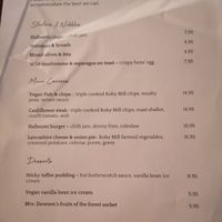 Vegan & Vegetarian Menu at The Fox at Roby Mill in Skelmersdale