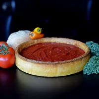Chicago Style Deep Dish with Vegan Dough and lots of fresh veggies to load inside it. Ask for vegan cheese and you're set! at Crust 54 - Downtown in Holland
