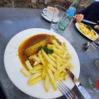 Vegan curry wurst at Burg Metternich in Beilstein