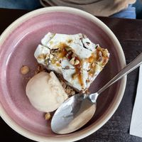 Carrot cake and vegan ice cream   at Calliagh Berra - Killeavy Castle  in Newry