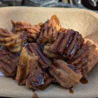 Churro bites with chocolate sauce (vegan) at Churros and Mor in Victoria