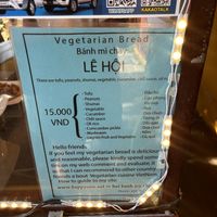Menu  at Vegetarian Bread - Maybe closed in Hoi An