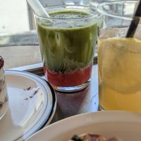 Lemonade with sorbet and strawberry matcha at Leedorim in Seoul