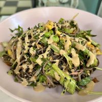 Soba noodle salad with broccoli, corn, edamame, scallions and pickled ginger  at Picnic in Antibes