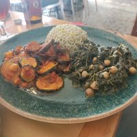 The €14 plate has 2 veg dishes with rice at Orient Experience in Venice