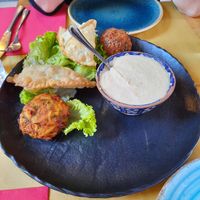 Vegan startet (Falafel, Pakora, Samosa, and something) at Orient Experience in Venice