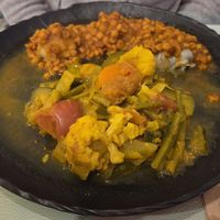 Vegetable ravioli and curry vegetables at Orient Experience in Venice