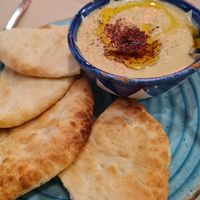 Hummus with bread at Orient Experience in Venice